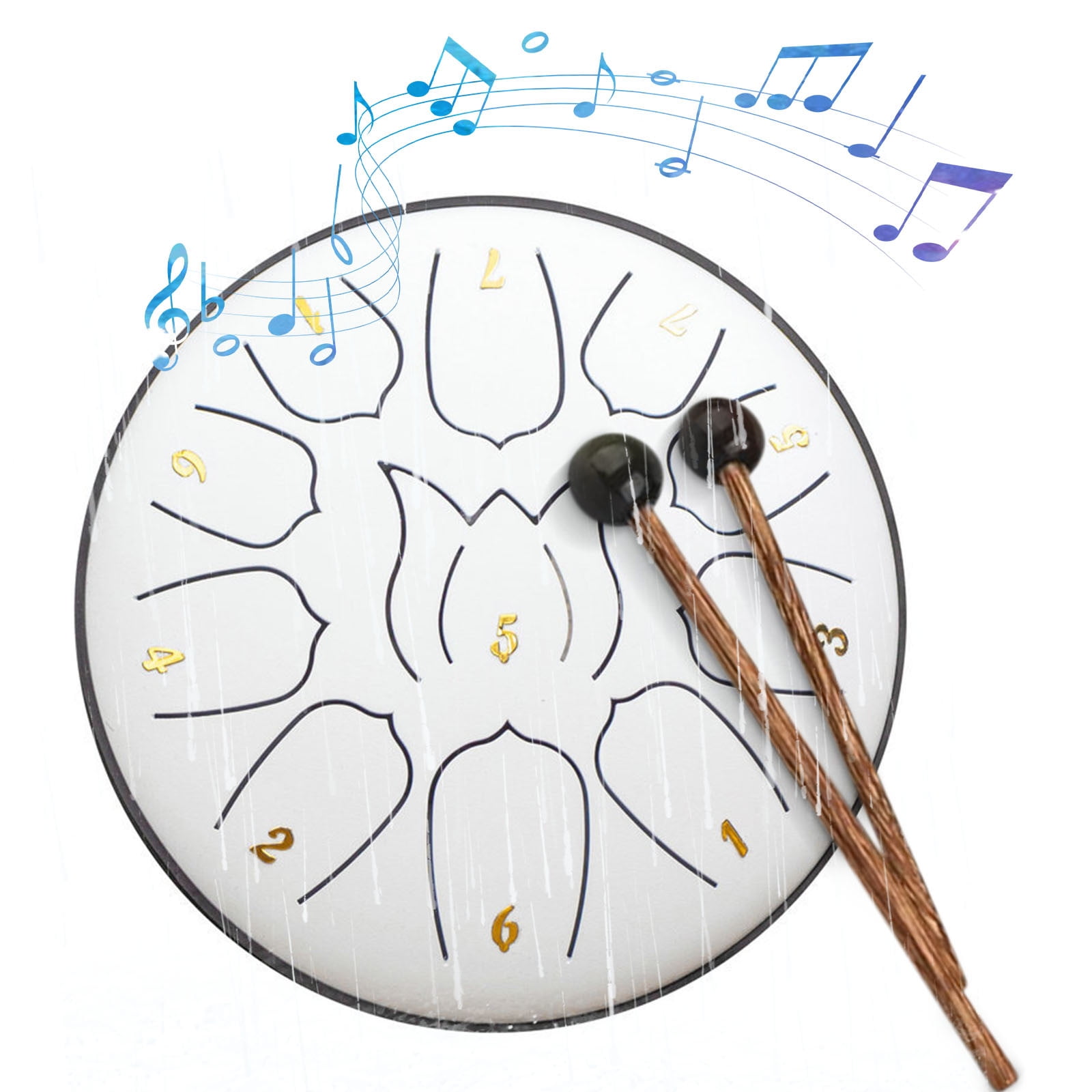 YOHAVEN 6-Inch 11 Tone Hand Drum Musical Instrument, Portable Percussion Drum with Unique Rhythms for Home Music Performance Band Practice Party Entertainment Fun