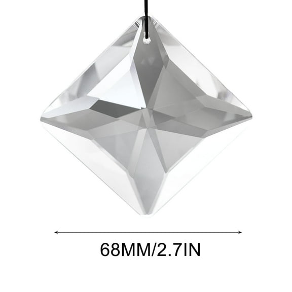 YOHAVEN 68mm Hanging Crystal Suncatcher Window Decoration, Rainbow Prism Glass Ornament, Home Office Wedding Party Hanging Decor Reflecting Sunlight 1PC