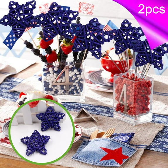 YOHAVEN 6CM Rattan Woven Star Pendant, Multi-Color Vase Filler and Hanging Ornament for Wedding Dessert Table Centerpiece, Christmas Tree Home Party Decor