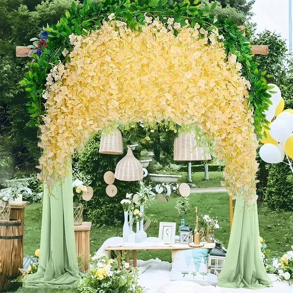 YOHAVEN 71" Artificial Wisteria Flower Vines Garland, Decorative Hanging Floral Swag for Wedding Ceiling Arch Party Indoor Outdoor Home Wall Decor