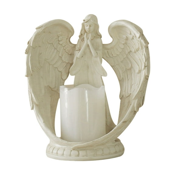YOHAVEN Angel Candlestick Figurine, Romantic Tabletop Decor for Weddings Church Living Room Anniversary Birthday Holiday Ornament