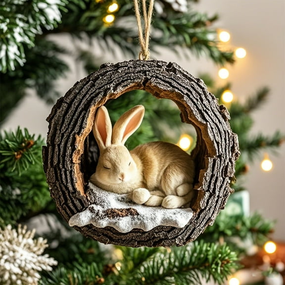 YOHAVEN Animals Christmas Ornaments Acrylic Forest Animal Decorations, Holiday Tree Hanging Ornament for Xmas Winter Home Decor, Oval Shape Festive Decoration for Gift Package Seasonal Celebration