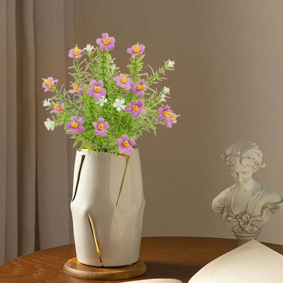 YOHAVEN Artificial 5 Fork Water Grass Flowers Lifelike Faux Floral Arrangement Wedding Home Table Centerpiece Party Decor Accent