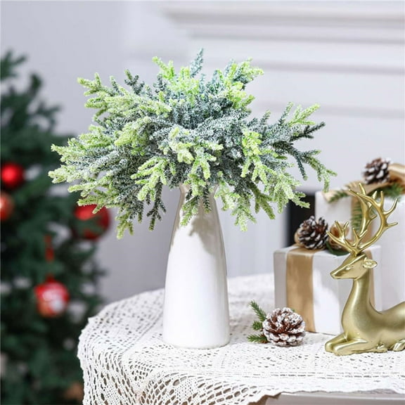 YOHAVEN Artificial Christmas Flower Bouquet Snowflake Leaf Greenery Holiday Decoration Ornament for Home Office Table Festive Gift