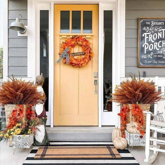 YOHAVEN Artificial Fern Grass Fall Decoration, Outdoor Indoor Festival Garden Simulation Plants, Autumn Home Decor for Porch Patio Dining Table