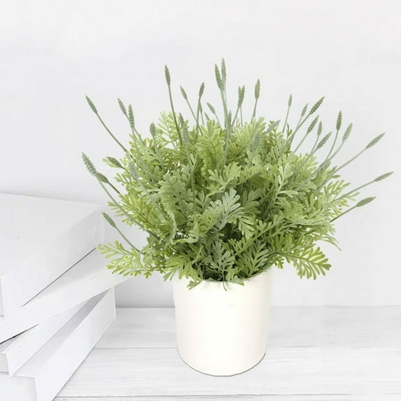 YOHAVEN Artificial Greenery Plant 15", Faux Plastic Green Grass Bush Wedding Party Decorations Indoor Outdoor Tabletop Ornament for Home Office Decoration