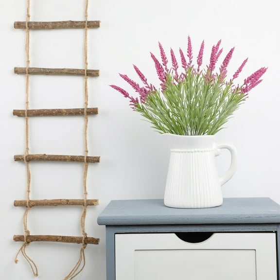 YOHAVEN Artificial Lavender Flowers 14" Plastic Bouquet Faux Floral Branches Simulation Plant Arrangement for Patio Garden Balcony Home Office Living Room Decor