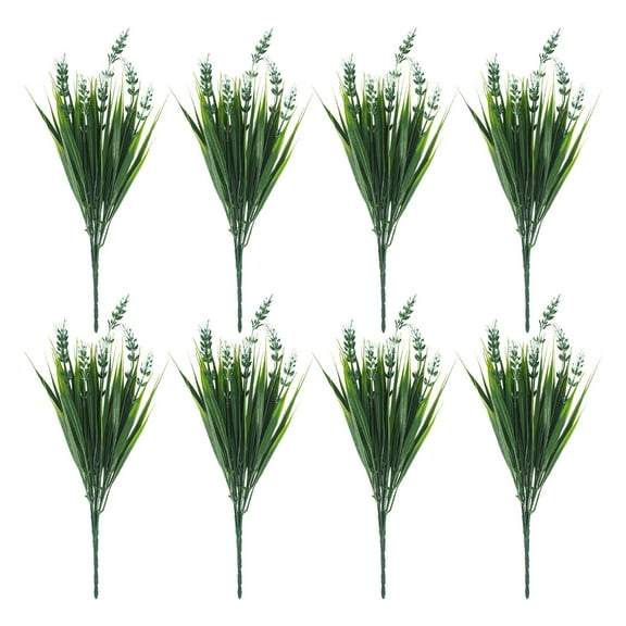 YOHAVEN Artificial Peppermint Flowers Set of 8, Faux Floral Bouquet with Greenery and Grass Lifelike Fake Flowers for Wedding Table Centerpiece Home Office Living Room Party Decor