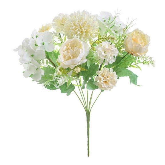 YOHAVEN Artificial Silk Flowers Bouquet Wedding Valentines Bridal Decor, Realistic Vase Centerpiece Arrangement for Home Party Office Garden