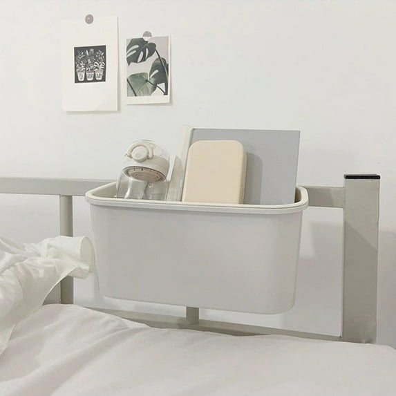 YOHAVEN Bedside Hanging Storage Basket with Hooks Bunk Nightstand Organizer for Remote Books Glasses Mobile Phones Bedroom Dorm Room Decor