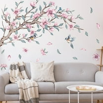 YOHAVEN Birds and Flowers Wall Stickers, Nature Decorative Decals for Living Room Bedroom Entrance Wall Mural, Peel and Stick Removable Home Office Furniture Decor