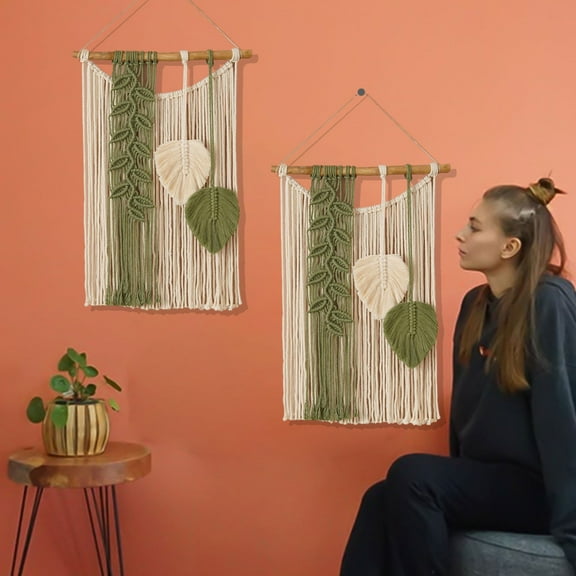 YOHAVEN Bohemian Wall Hanging Tapestry Hand Woven Cotton with Lace Fringe Macrame Wall Decor for Living Room Bedroom Office Wedding Party Christmas Decoration