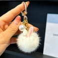 thumbnail image 1 of YOHAVEN Bunny Keychain Pendant, Cute Plush Rabbit Key Ring with Bow and Pearl, Fluffy Bag Charm Accessory for Car Keys Backpack Purse Decoration Gift for Women Girls, 1 of 6