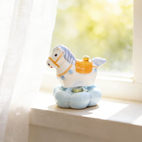YOHAVEN Ceramic Rotating Desk Ornament, Spinning Symbol Figurine With Wheel Or Top, Handcrafted Glazed Finish, Small Interactive Lucky Decor For Office Shelf Or Entry, Giftable For Housewarmings