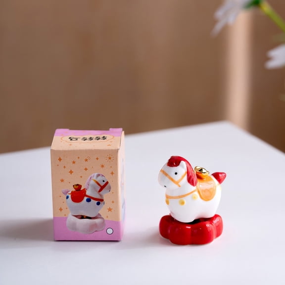 YOHAVEN Ceramic Rotating Desk Ornament, Spinning Symbol Figurine With Wheel Or Top, Handcrafted Glazed Finish, Small Interactive Lucky Decor For Office Shelf Or Entry, Giftable For Housewarmings