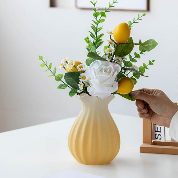 YOHAVEN Ceramic Vase Hydroponic Decorative Vase 6" Modern Flower Holder, Minimalist Home Decor for Living Room Office Table Shelf Wedding Centerpiece Gift