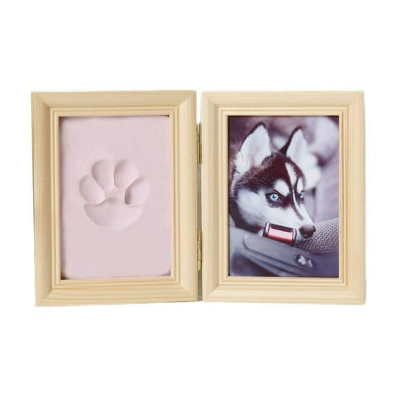 YOHAVEN Cherished Memories Personalized Wood Photo Frame with Pet Paw Print Kit, Custom Keepsake for Dogs Cats Lovers, Display Unforgettable Moments on Table Desk Shelf, Home Office Gift Decoration