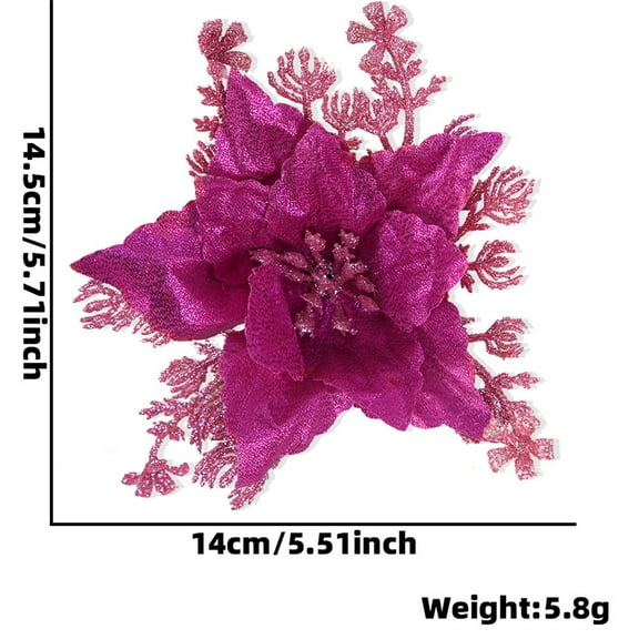 YOHAVEN Christmas Artificial Flower 16CM Decoration, Glitter Pine Tree Accent for Holiday Wreaths Garlands Gift Box Indoor Outdoor