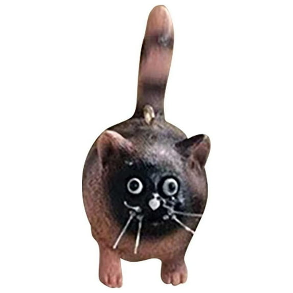 YOHAVEN Christmas Cats Tail Erect Mini Resin Ornaments Whimsical Holiday Hanging Decorations for Tree Shelf Mantle Party Seasonal Celebration Decor