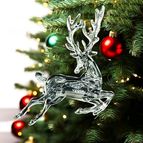 YOHAVEN Christmas Deer Clear Acrylic Hanging Decoration, Transparent Reindeer Ornament for Tree, Tabletop, Balcony, Indoor Outdoor Christmas Decorations, Christmas Decor, Christmas Gifts