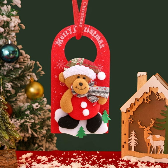 YOHAVEN Christmas Door Hanger Decorations Santa Snowman Moose Door Knob Ornament Merry Christmas Hanging Sign for Front Door Mantle Furniture Handle Indoor Home Holiday Party Decor