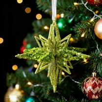 YOHAVEN Christmas Explosion Star Ornament Green 5" Hanging Decoration for Tree, Holiday Scene, Party, Gifts, Garland, Indoor Outdoor Christmas Decorations, Festive Tree Accessories, Xmas Decor