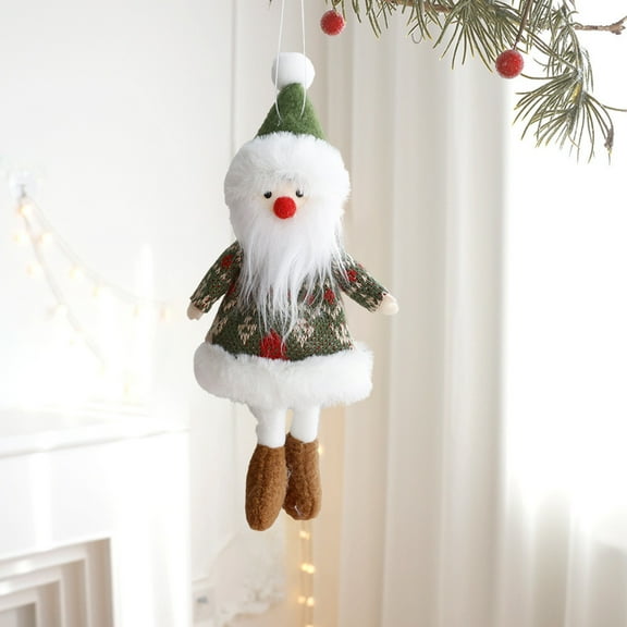 YOHAVEN Christmas Fabric Dolls Small Figurine Ornaments, Santa Claus Reindeer Snowman Hanging Decorations for Xmas Tree Fireplace Mantle Home