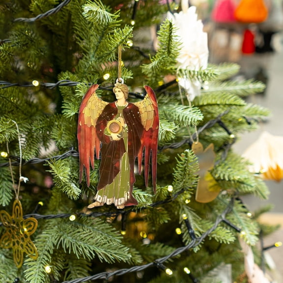 YOHAVEN Christmas Flat Tree Ornament, Retro Hanging Pendant for Xmas Tree Fireplace Mantel Car Wall Wedding Anniversary New Home Holiday Decorations