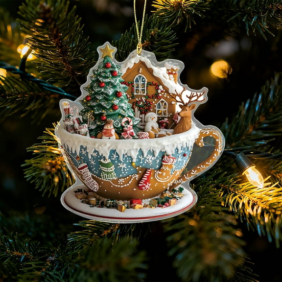 YOHAVEN Christmas Hanging Acrylic House Ornament Decoration for Tree Wall Window Indoor Outdoor Holiday Christmas Decorations Seasonal Home Decor Christmas Party Decorations Seasonal Decor