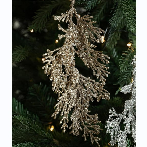 YOHAVEN Christmas Hanging Tassel Ornaments, Glitter Sequins Fruit Branch Tree Decorations, Holiday Garland String Decor for Xmas Party Home Indoor Outdoor