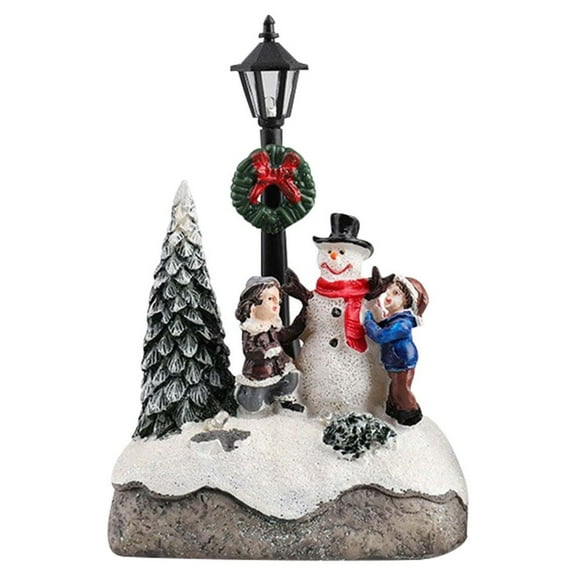 YOHAVEN Christmas LED Mini House Ornament, Hand Painted Resin Village Decoration with Warm White LED, Xmas Centerpiece Decoration for Fireplace Bedroom Table Holiday Gift