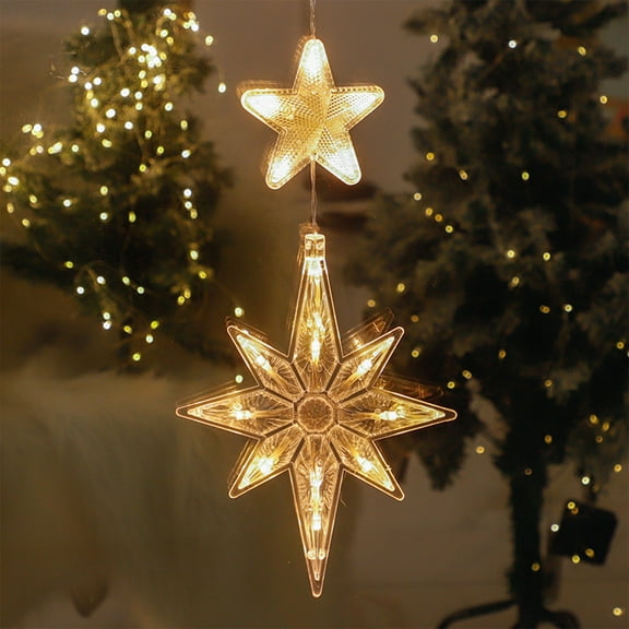 YOHAVEN Christmas LED Window Lights, Snowflake Snowman Tree Battery Powered Warm White Holiday Decor Indoor Party Porch Bedroom Display