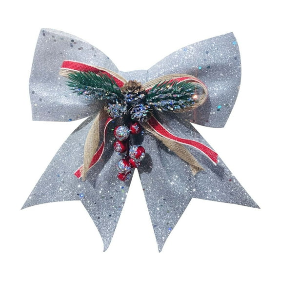 YOHAVEN Christmas Large Bow Decoration 24" Red Plaid Bow Tie Hanging Ornament Xmas Tree Topper Ribbon Holiday Party Favor for Fireplace Porch Stair Railing Gift Box Decorations