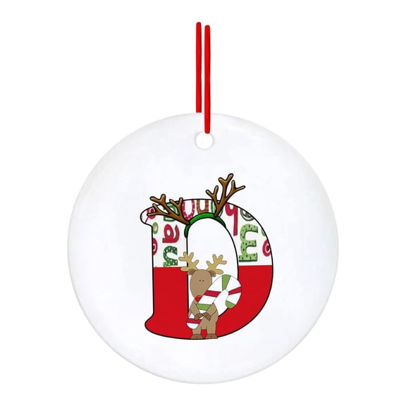 YOHAVEN Christmas Ornaments 26 Letter Acrylic Reindeer Pendant Personalized Alphabet Initial Hanging Decor Xmas Tree Ornament Gift for Family Friends Home