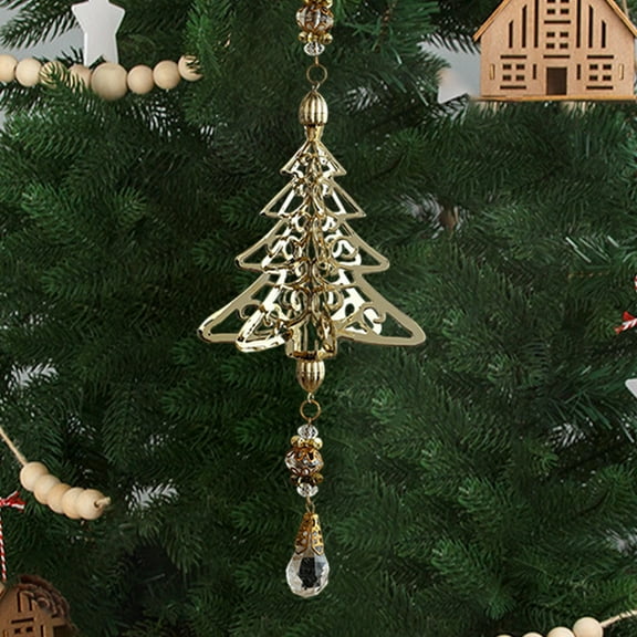YOHAVEN Christmas Ornaments Indoor Outdoor, 10" Gold Iron Pendant Decorations Bells Tree Star Hanging Decor for Xmas Tree Mantel Wreath Holiday Decor