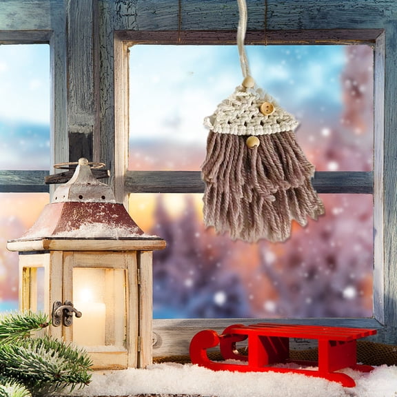 YOHAVEN Christmas Ornaments Macrame Wall Hanging Boho Santa Claus Pendant with Tassels Wooden Beads, Winter Holiday Home Decor for Tree Door Wall