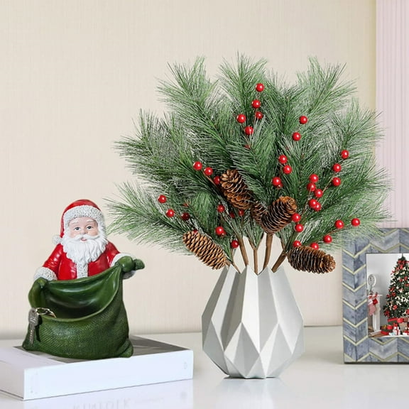 YOHAVEN Christmas Red Berry Simulation Flowers 6 Packs Artificial Greenery Holiday Home Decorations for Table Centerpiece Mantel Porch Seasonal Festive Decor