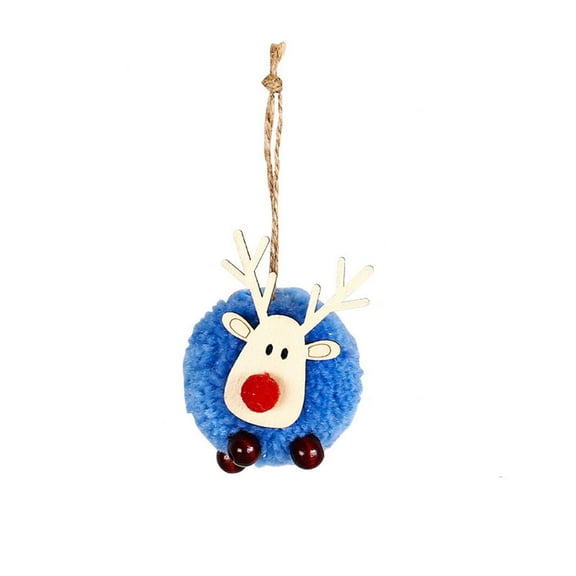 YOHAVEN Christmas Reindeer Pendant 4"x2" Wool Ball Hanging Ornament Knitted Fawn Decoration Cute Deer Pendant Xmas Tree Holiday Decoration for Home Office Party Indoor Outdoor Winter Decor