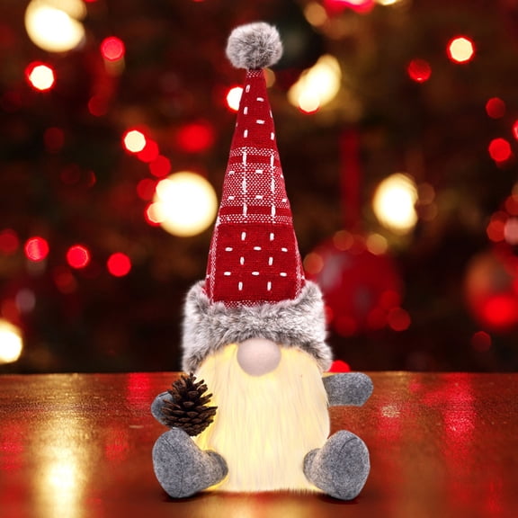 YOHAVEN Christmas Rudolph Faceless Doll Nordic Forest Plush Dwarf Luminous Tabletop Ornament for Holiday Home Xmas Winter Decor