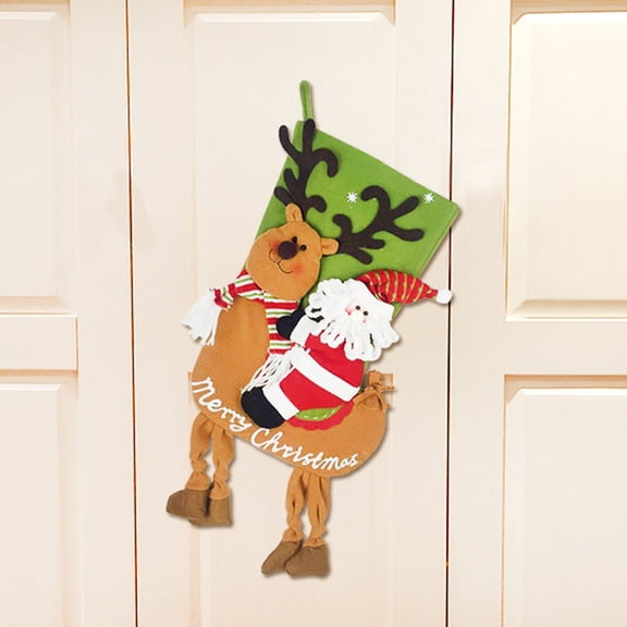 YOHAVEN Christmas Santa Gift Bag Large Stocking Hanging Tree Fireplace Mantel Wall Door Holiday Party Seasonal Celebration Home Decor