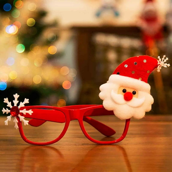YOHAVEN Christmas Santa Snowman Rimless Glasses, Festive Holiday Party Frames, Santa Hat and Antler Styles, Photo Booth and Party Decoration, Fun Seasonal Accessory
