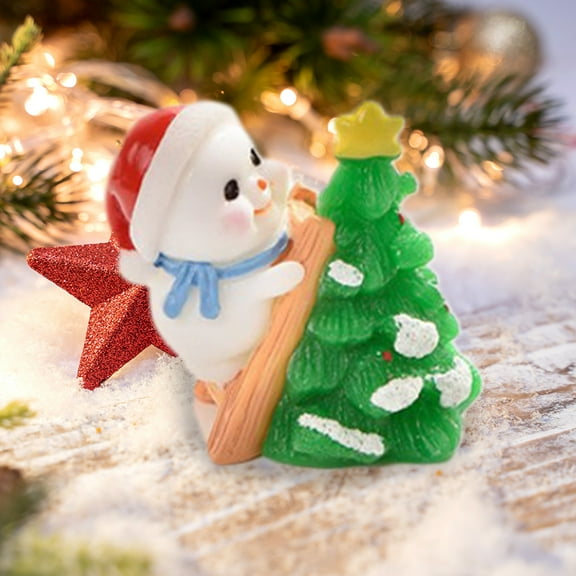 YOHAVEN Christmas Snowman Figurine Resin Doll, Cute Mini Holiday Tabletop Decoration Red Ornament for Xmas Tree Fireplace Mantle Home Party Gift