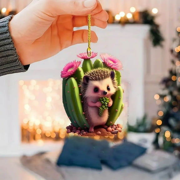 YOHAVEN Christmas Tree Acrylic Pendant Decorations, Flat Hanging Xmas Ornaments for Indoor Outdoor Holiday Decor, Wall Door Table Decorations for Christmas Party Home Office Seasonal Decor