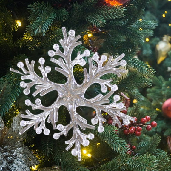 YOHAVEN Christmas Tree Crystal Pendant Ornament, Transparent Acrylic Hanging Snowflake Inspired Decorations for Holiday Party Home Office Xmas Decor