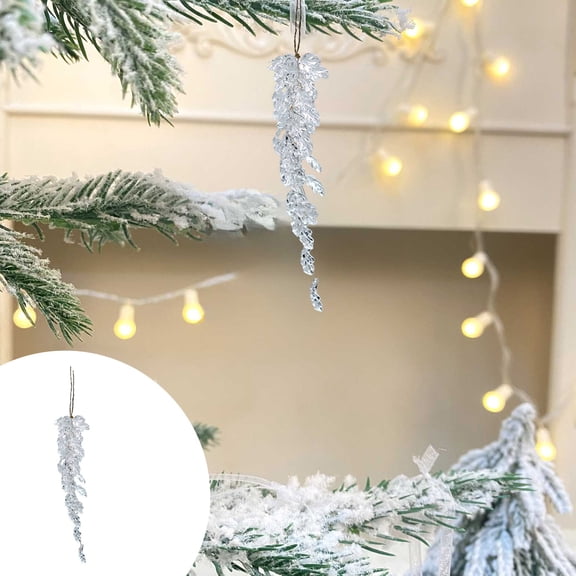 YOHAVEN Christmas Tree Decorations, Clear Crystal Snowflake Water Drop Leaf Acrylic Hanging Ornaments, Transparent Xmas Pendant Holiday Party Window Home Decor