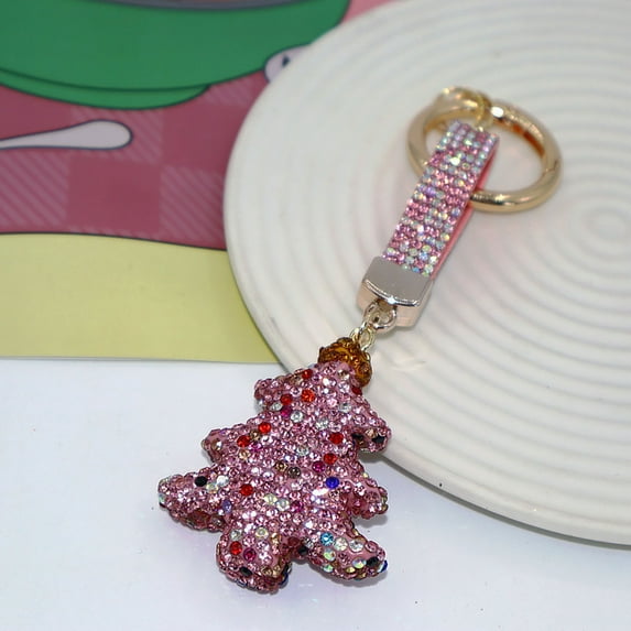 YOHAVEN Christmas Tree Keychain, Cute Rhinestone Bag Pendant Colorful Car Key Ring Christmas Accessories For Women Girls Holiday Party Gift Stocking Stuffer
