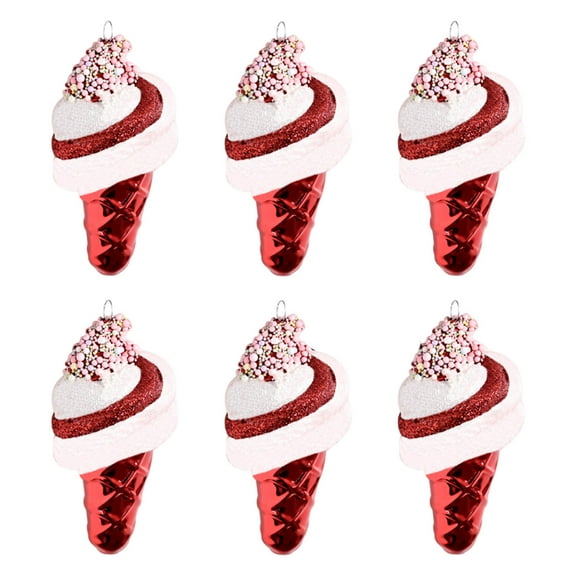YOHAVEN Christmas Tree Ornaments 6 Pcs Hand Painted Hanging Decorations Candy Cane Ice Cream Pendant Holiday Party Favors for Indoor Outdoor Xmas Tree Wreath Garland Gift