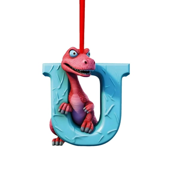 YOHAVEN Christmas Tree Ornaments Dinosaur 26 Letter Acrylic Pendant, Lightweight Hanging Holiday Decorations for Xmas Tree Fireplace Door Wall Wreath Party Favors
