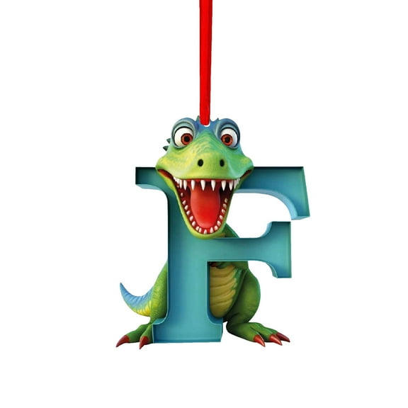 YOHAVEN Christmas Tree Ornaments Dinosaur 26 Letter Acrylic Pendant, Lightweight Hanging Holiday Decorations for Xmas Tree Fireplace Door Wall Wreath Party Favors