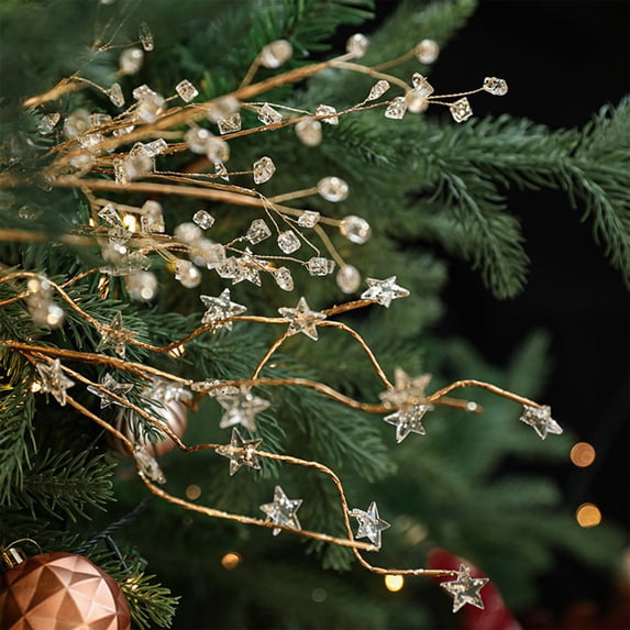YOHAVEN Christmas Tree Pentagram Crystal Ornament, Clear Hanging Holiday Decoration, Indoor Outdoor Tree Decor for Mantel, Table, Window, Festive Party Atmosphere for Home, Office Celebration